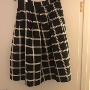 1960s style black and white plaid a-line skirt